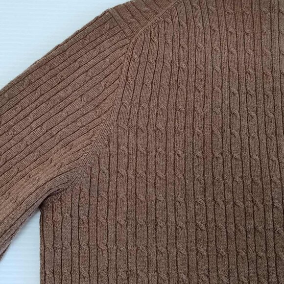 JCrew Brown V-neck cable knit wool cashmere blend pullover, size L - Picture 8 of 15